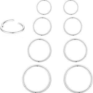 16G Stainless Steel Hoop Earrings Set 4 Pairs 6-12mm Hypoallergenic for Men Wome